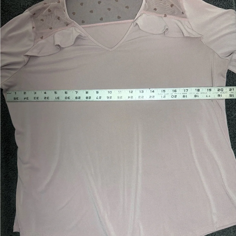 Adrianna Papell Blush/Lavendar Heart Detail Blouse - Picture 4 of 5